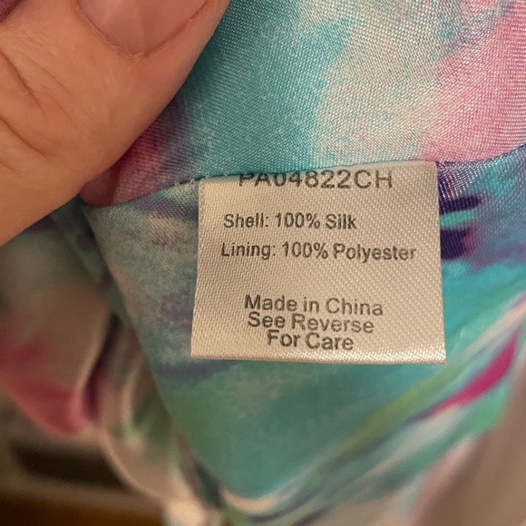 Parker Silk Dress, Lily Combo in Monet, Size Large, Blue, Pink, Purple, White - Picture 9 of 10